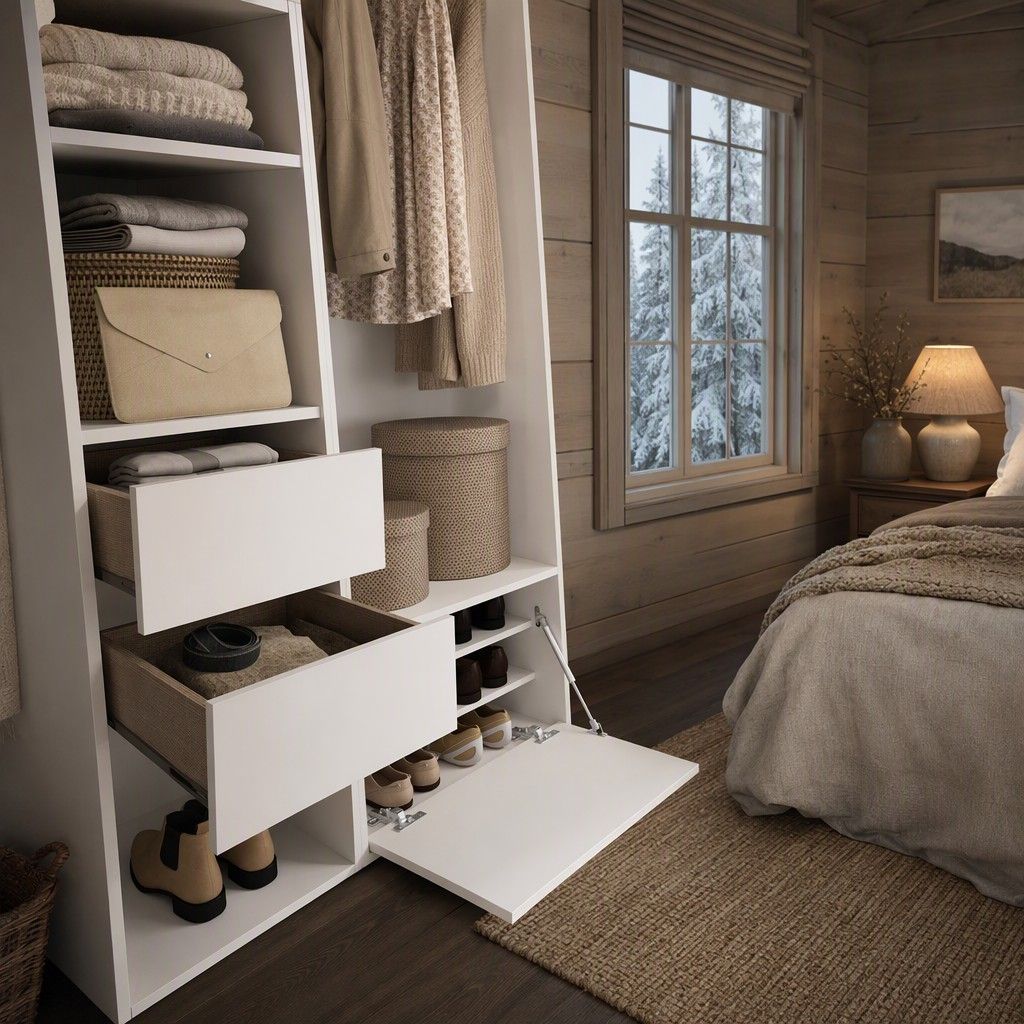 Conjunto armario-vestidor con trasera reversible 100x204 blanco y natural