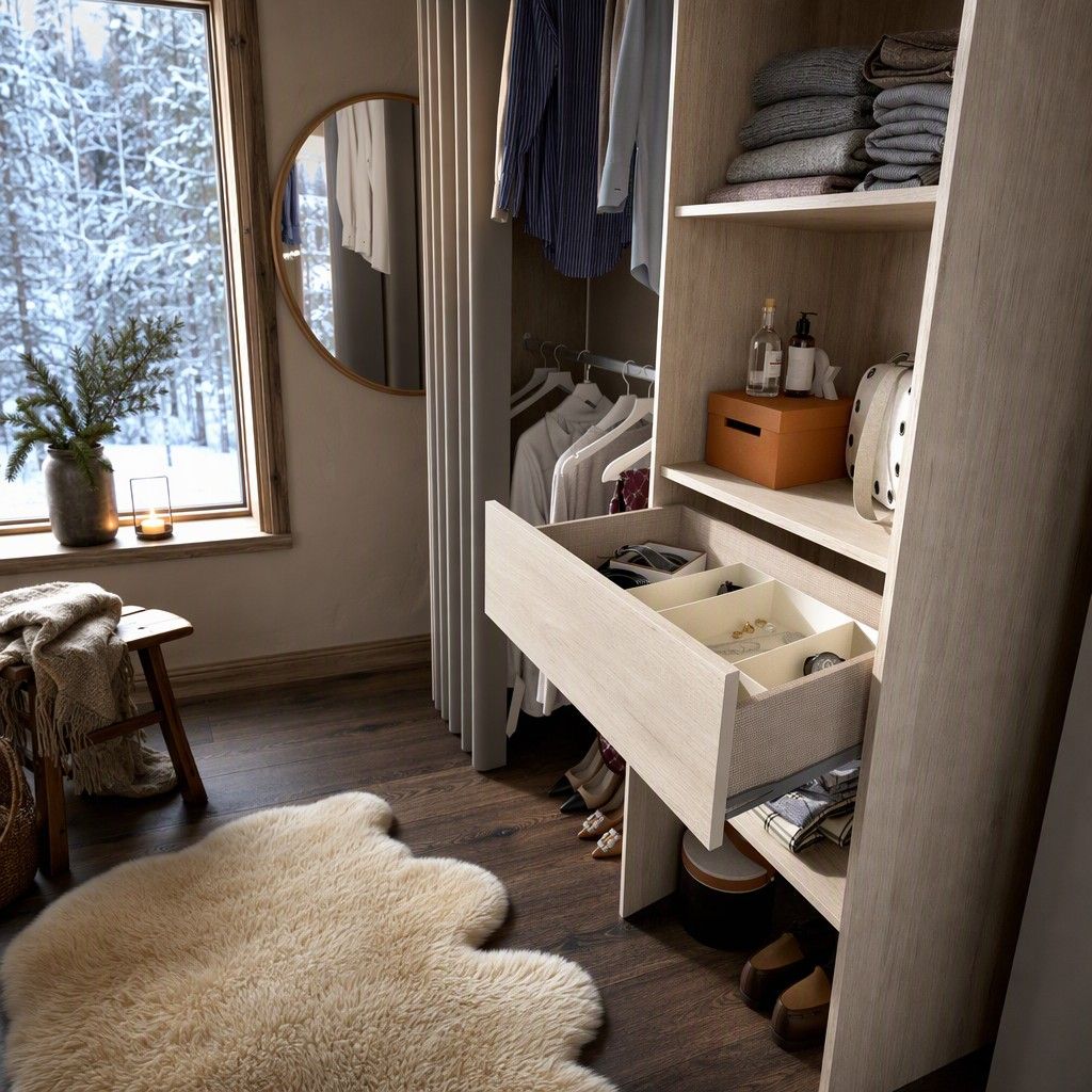Kit vestidor con 1 cajon y cortina 160x203 natural