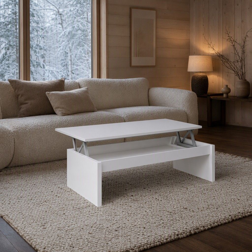 Mesa centro Elin blanco brillo elevable 102 cm