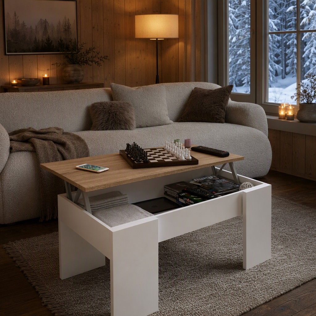 Mesa centro Viggo Blanco Nórdico y roble nórdico 100 cm