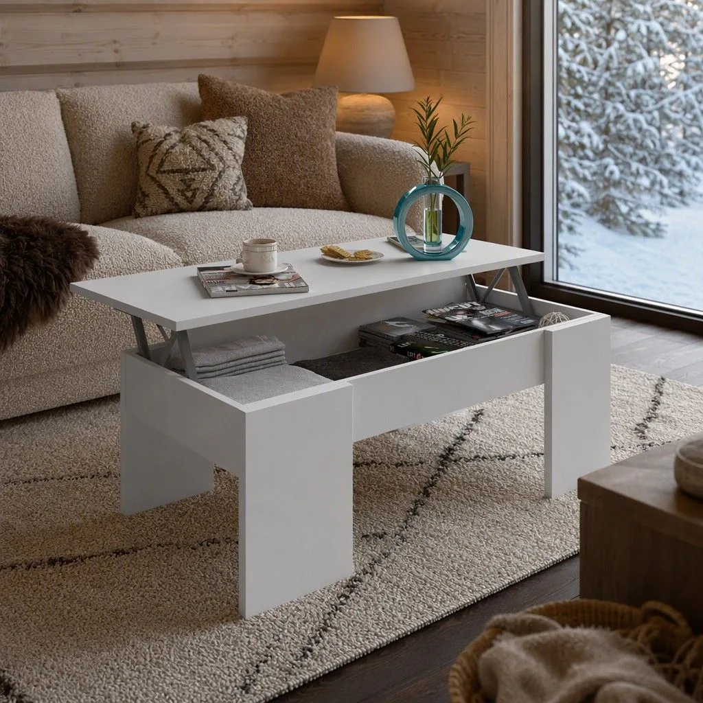 Mesa de centro elevable Ivar blanco nórdico 100 cm