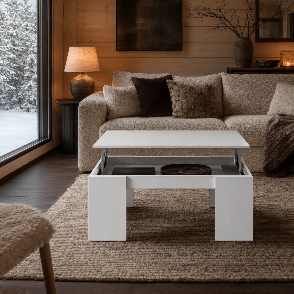 Mesa de centro elevable Sif blanco brillo 100 cm