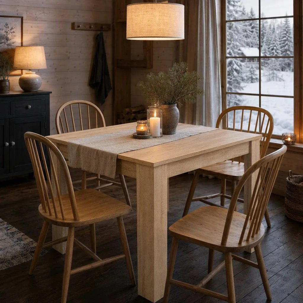 Mesa de comedor extensible Vera roble nórdico 140-190 cm