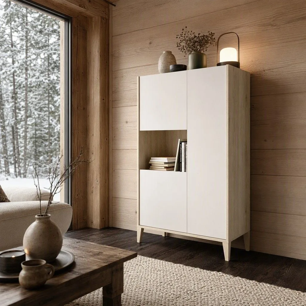Modulo alto 3 ptas 81x138 natural y blanco