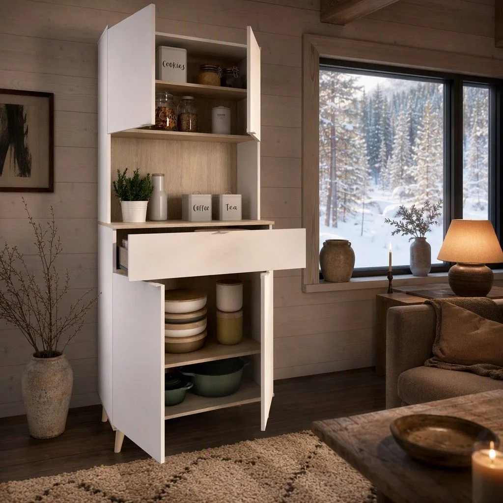 Mueble auxiliar 60x191 blanco y natural