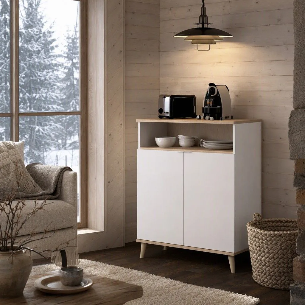 Mueble auxiliar 80x102 blanco y natural