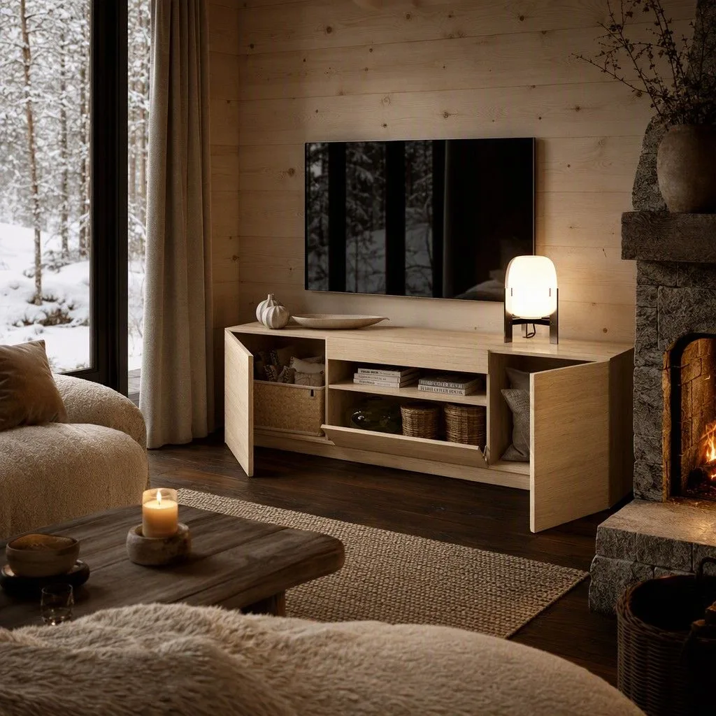 Mueble bajo tv 200 cm 200x48 natural