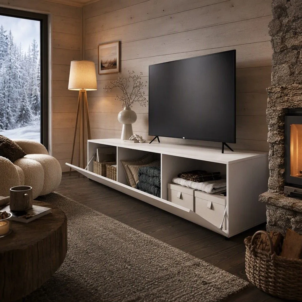 Mueble bajo tv 220 cm 220x42 blanco