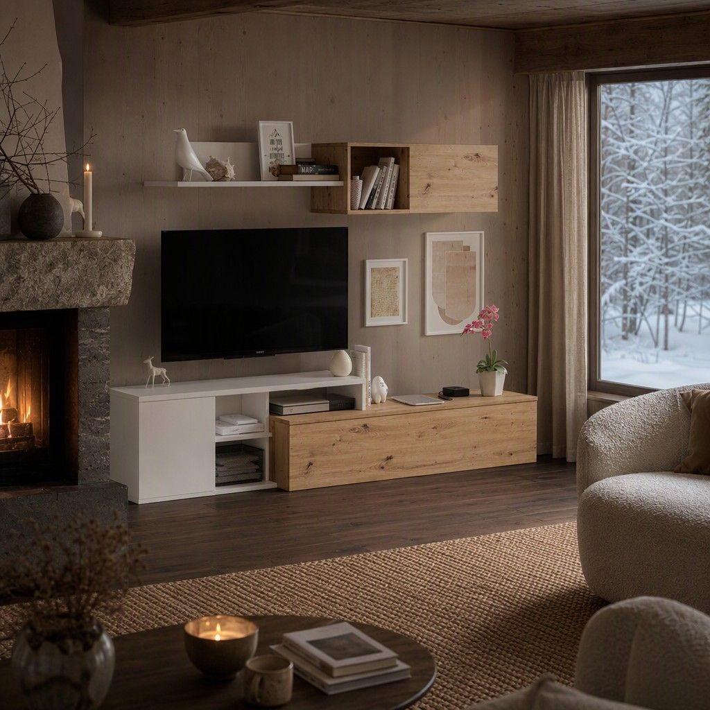 Mueble TV Viggo Blanco Nórdico 221 cm