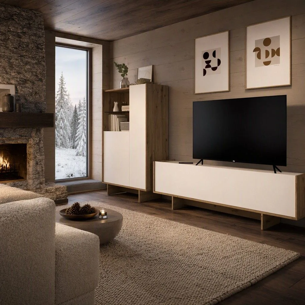 Salon modular 231x138 roble claro y blanco