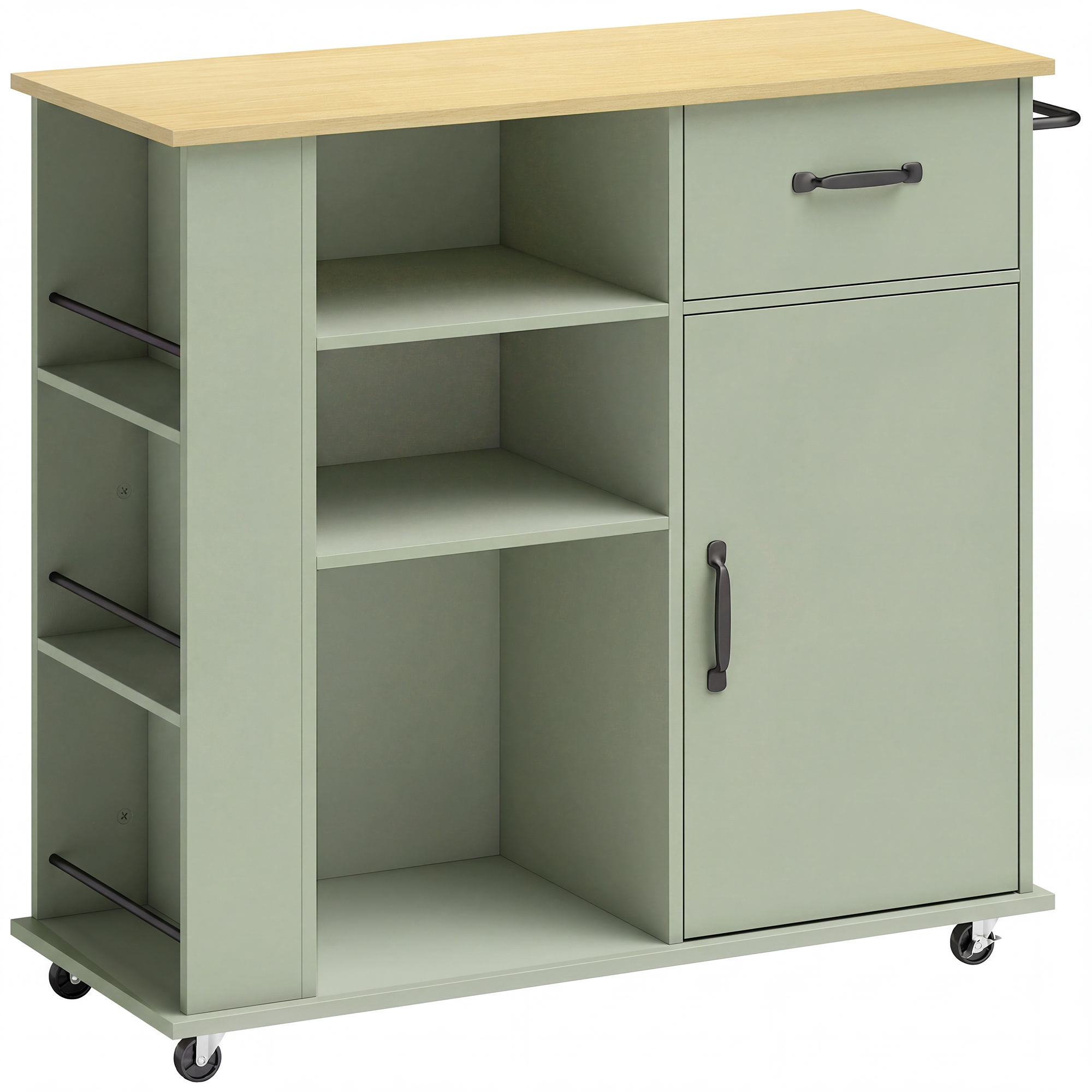 Carrito Cocina Porvoo con Ruedas Cajón Especiero Verde