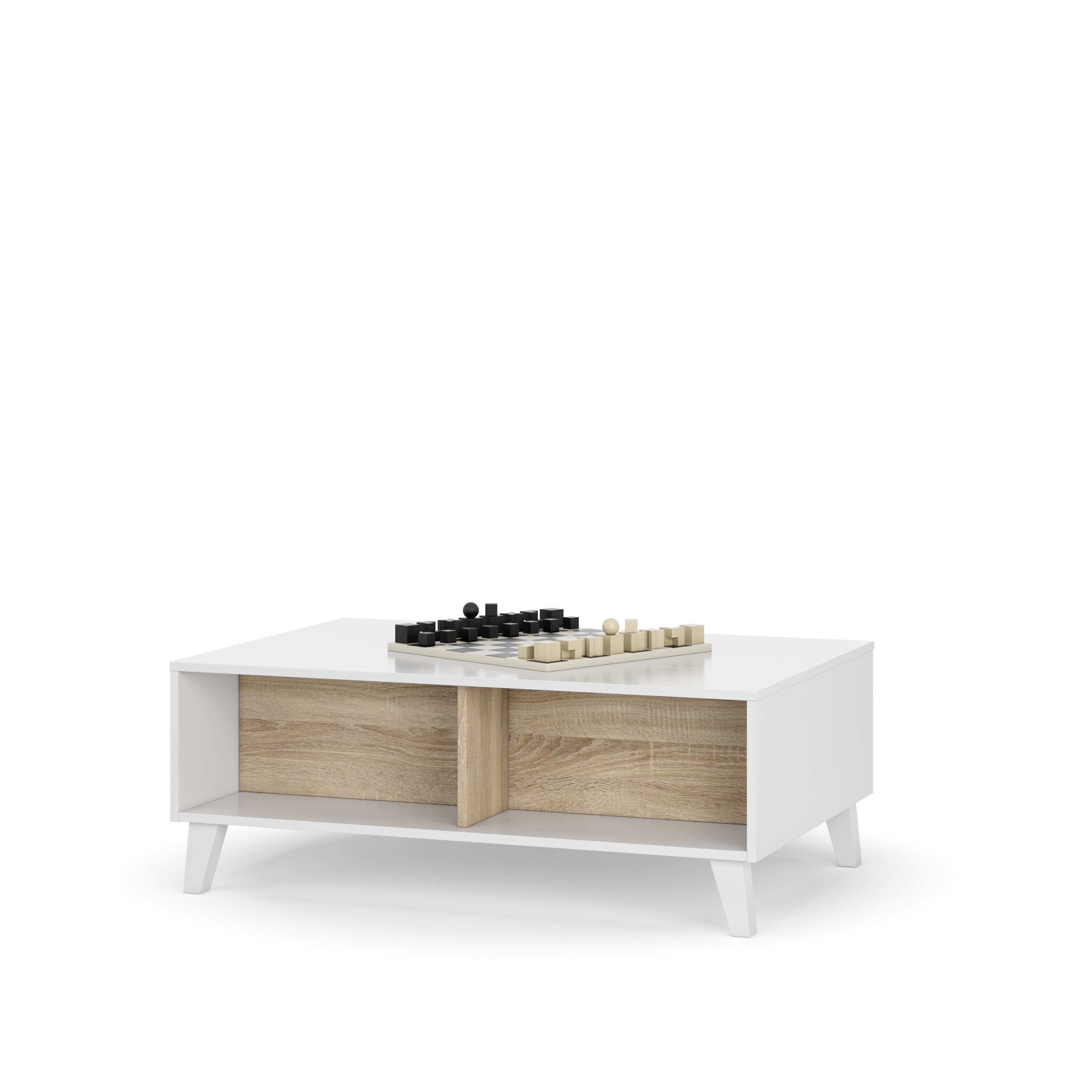 Mesa centro Kasper blanco brillo roble nórdico 100 cm con envío a Sabadell