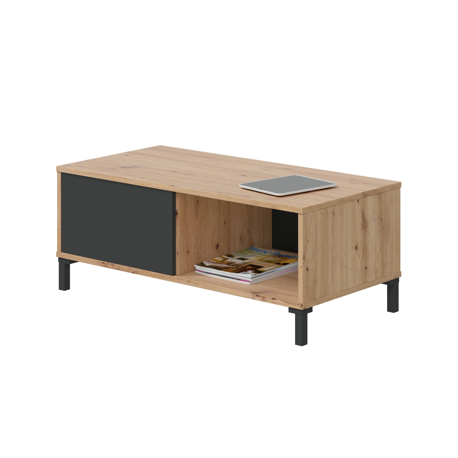 Mesa de centro Idun roble y gris antracita 100 cm con envío a Logroño