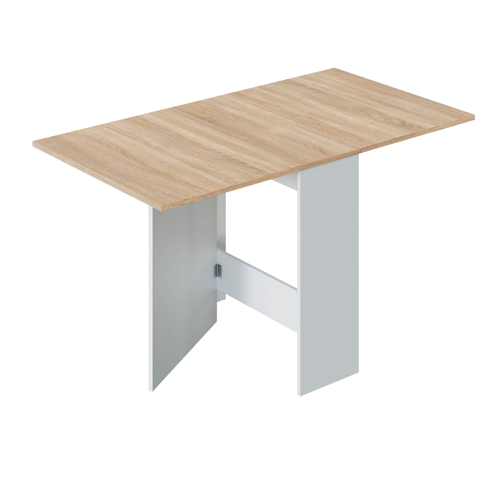 Mesa de cocina con alas abatibles Ranveig roble nórdico y blanco 140 cm con envío a Burgos