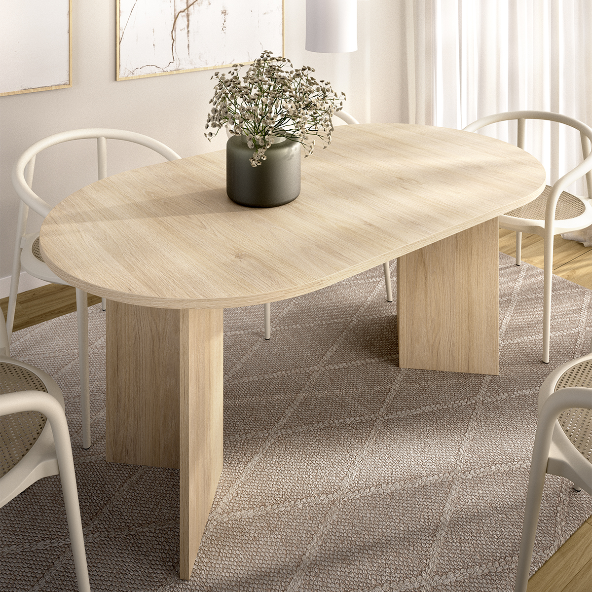 Mesa ovalada extensible natural con envío a Lleida