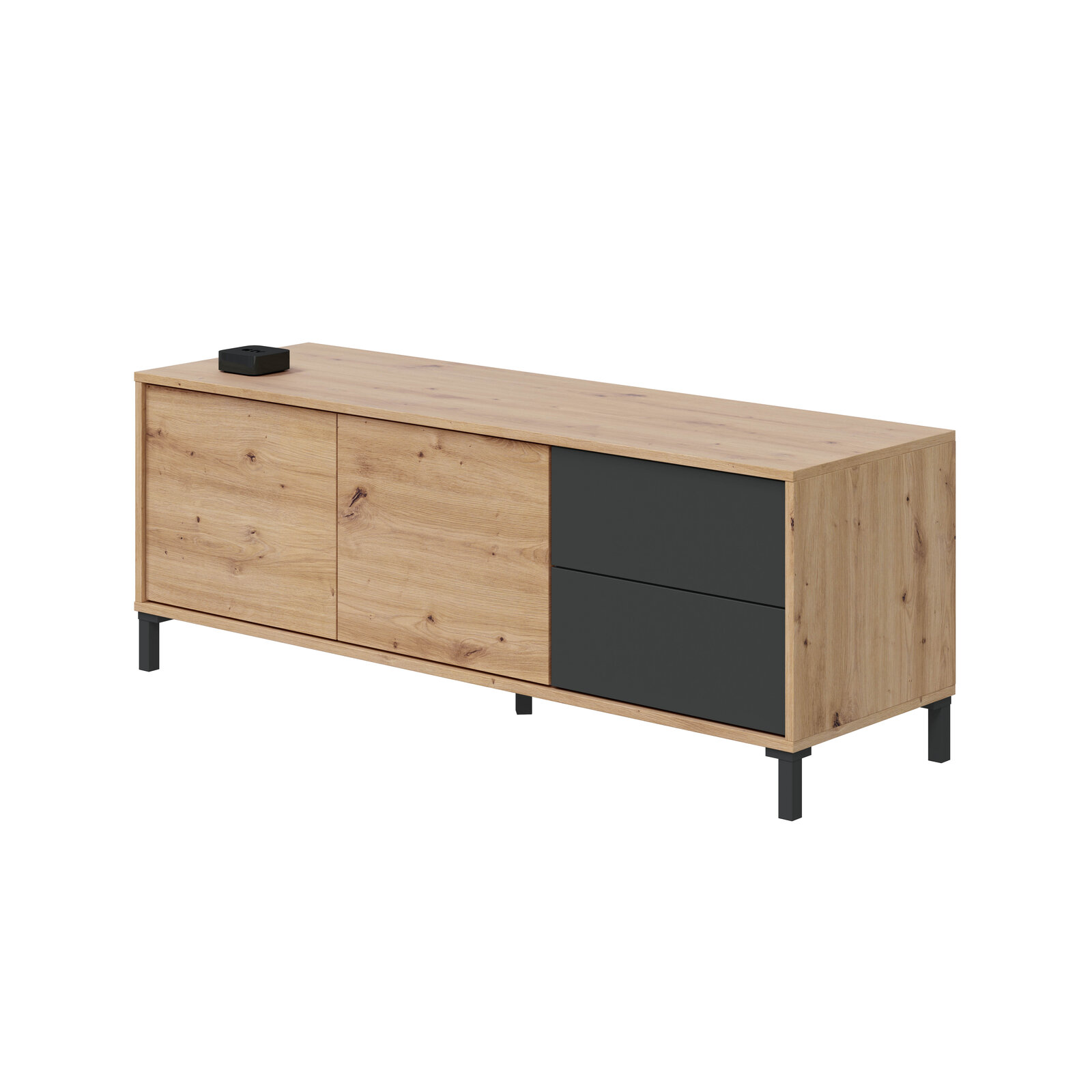 Mueble TV Ingrid 2 puertas y 2 cajones roble y gris antracita 130 cm con envío a Sabadell