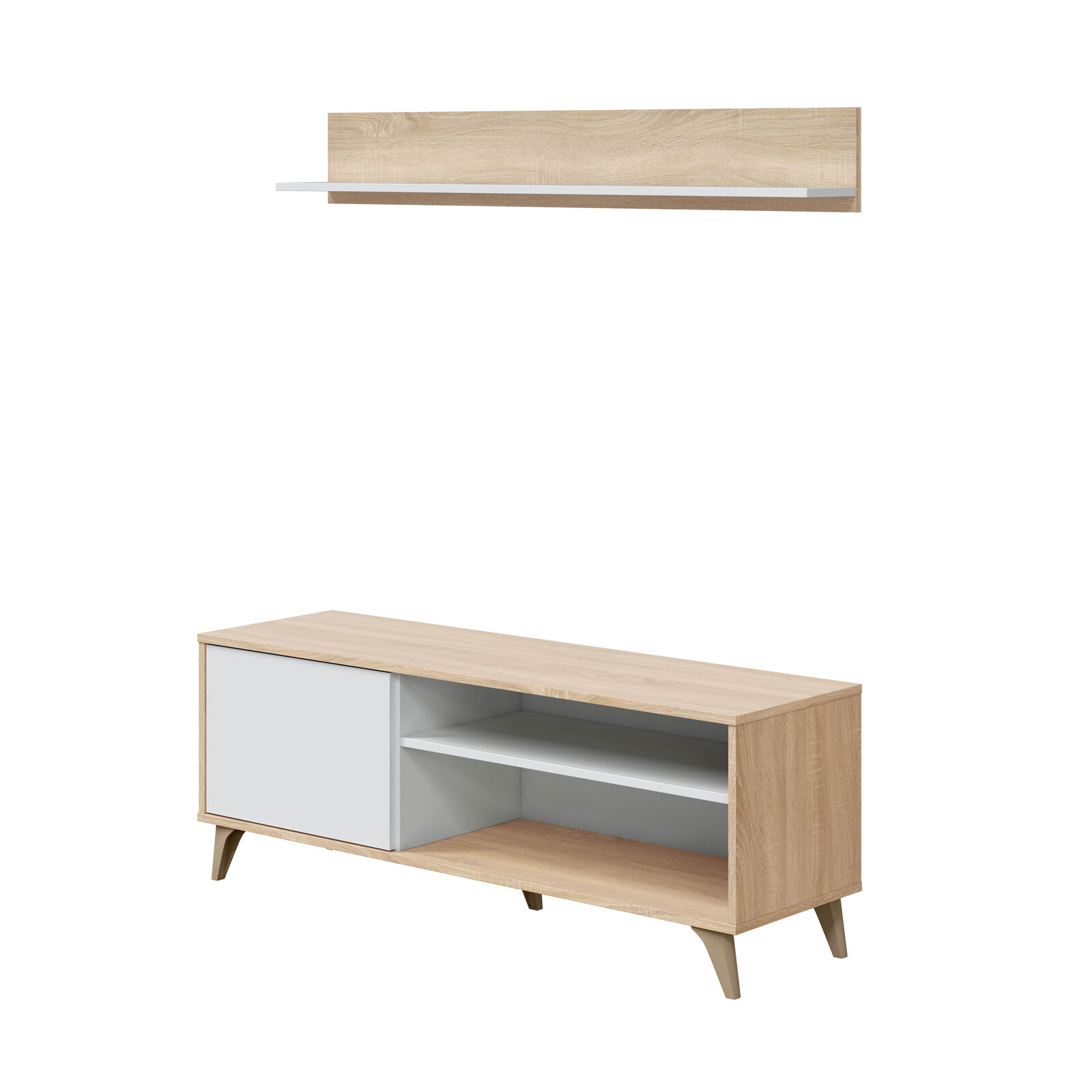 Mueble TV Vidar blanco nórdico 135 cm con envío a Elche