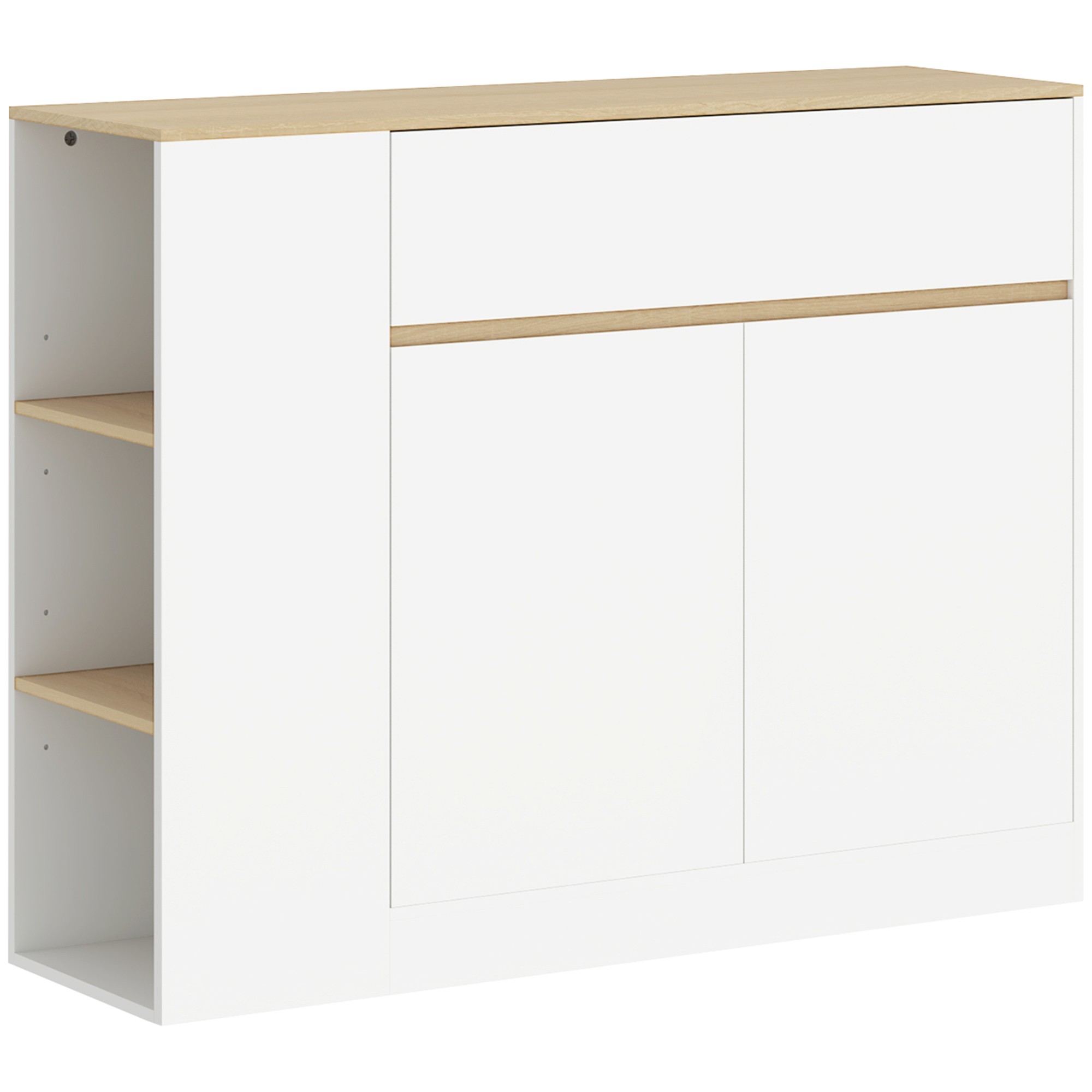 Aparador Gothenburg Amplio Blanco y Madera