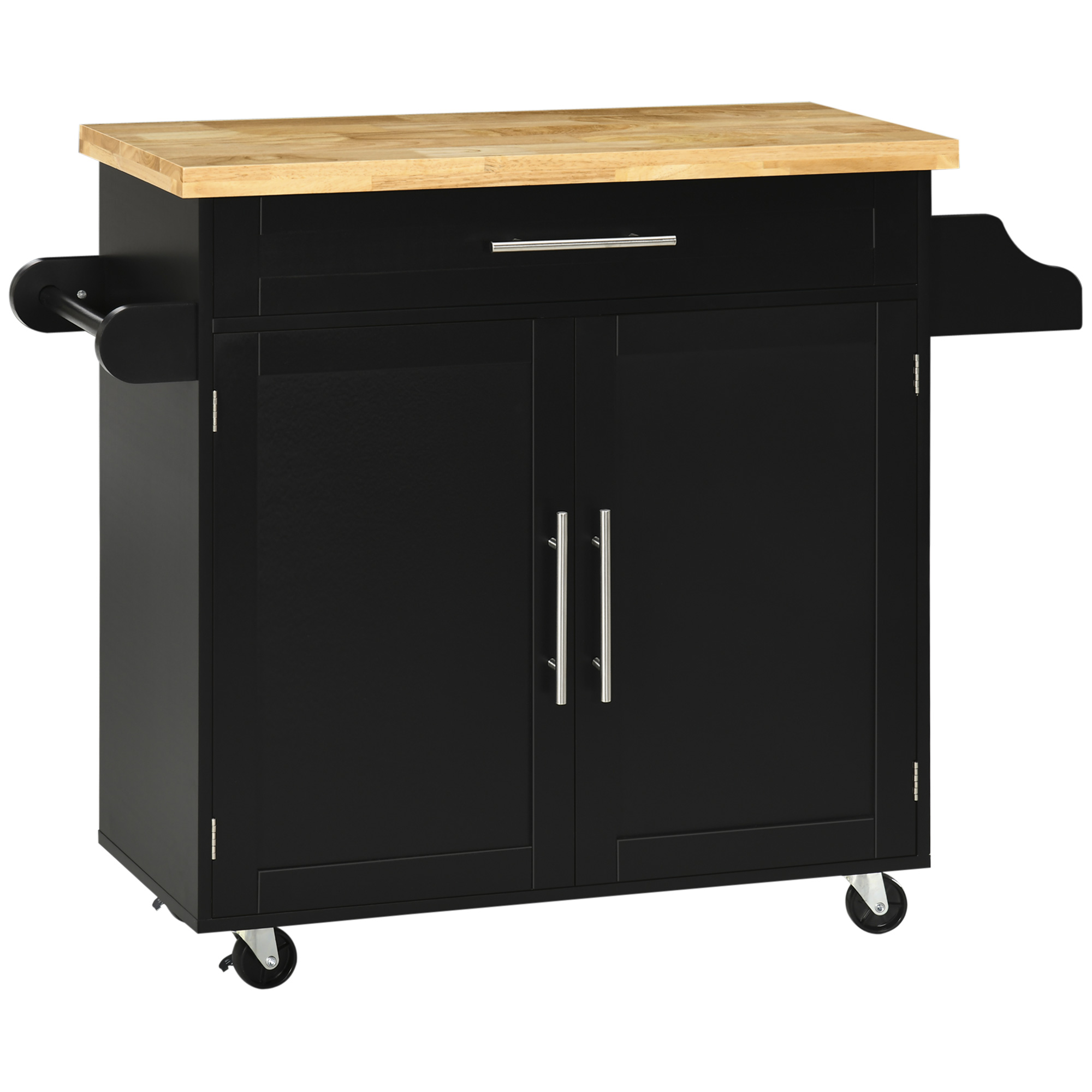 Carrito Cocina Åland Armario Puertas Cajón Barra Negro