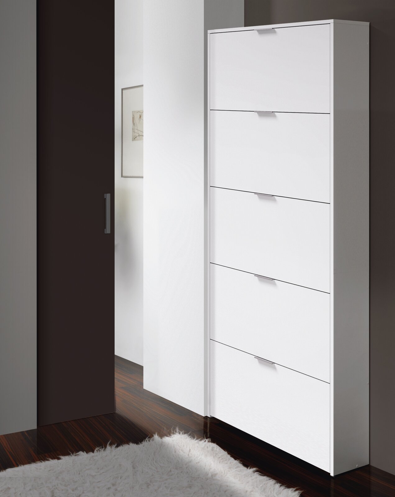 Muebles nórdicos en Huesca: Zapatero Tobias Blanco Brillo 70 cm